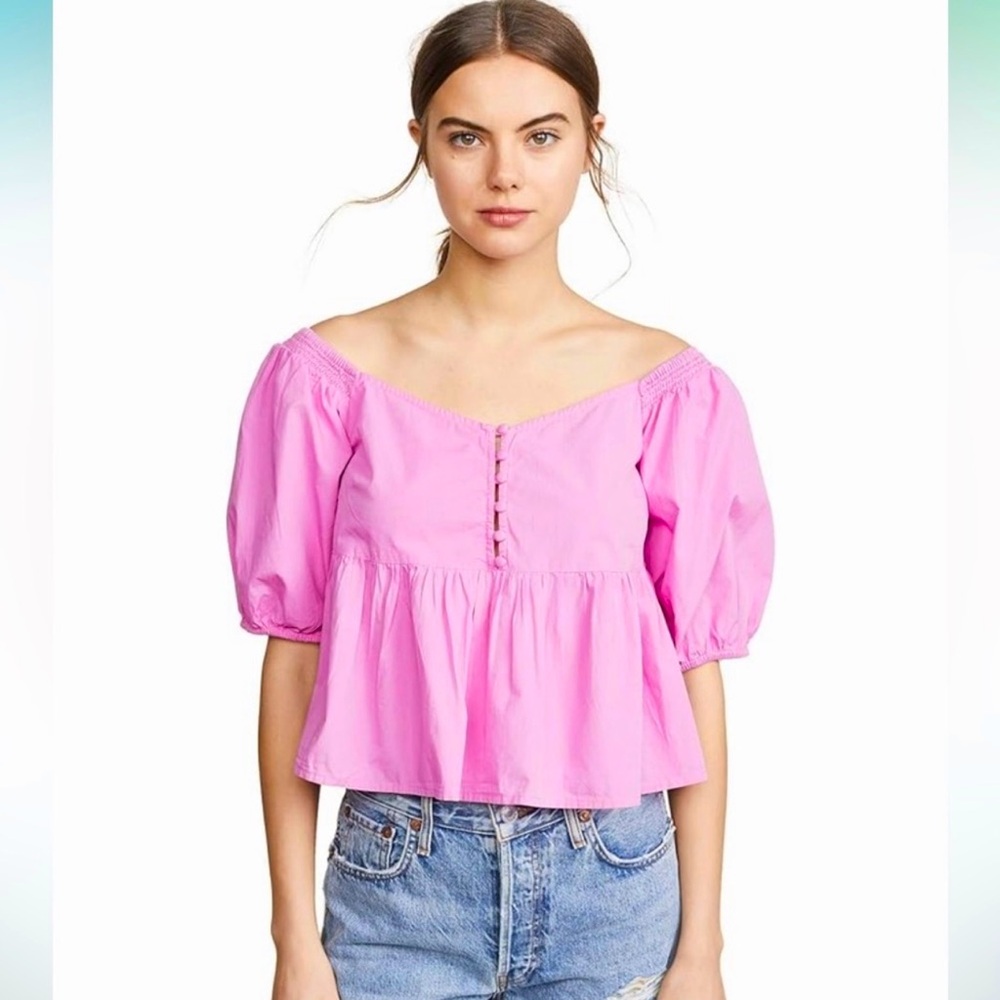 Free People Pink Veronica Sweetheart Top Size M
